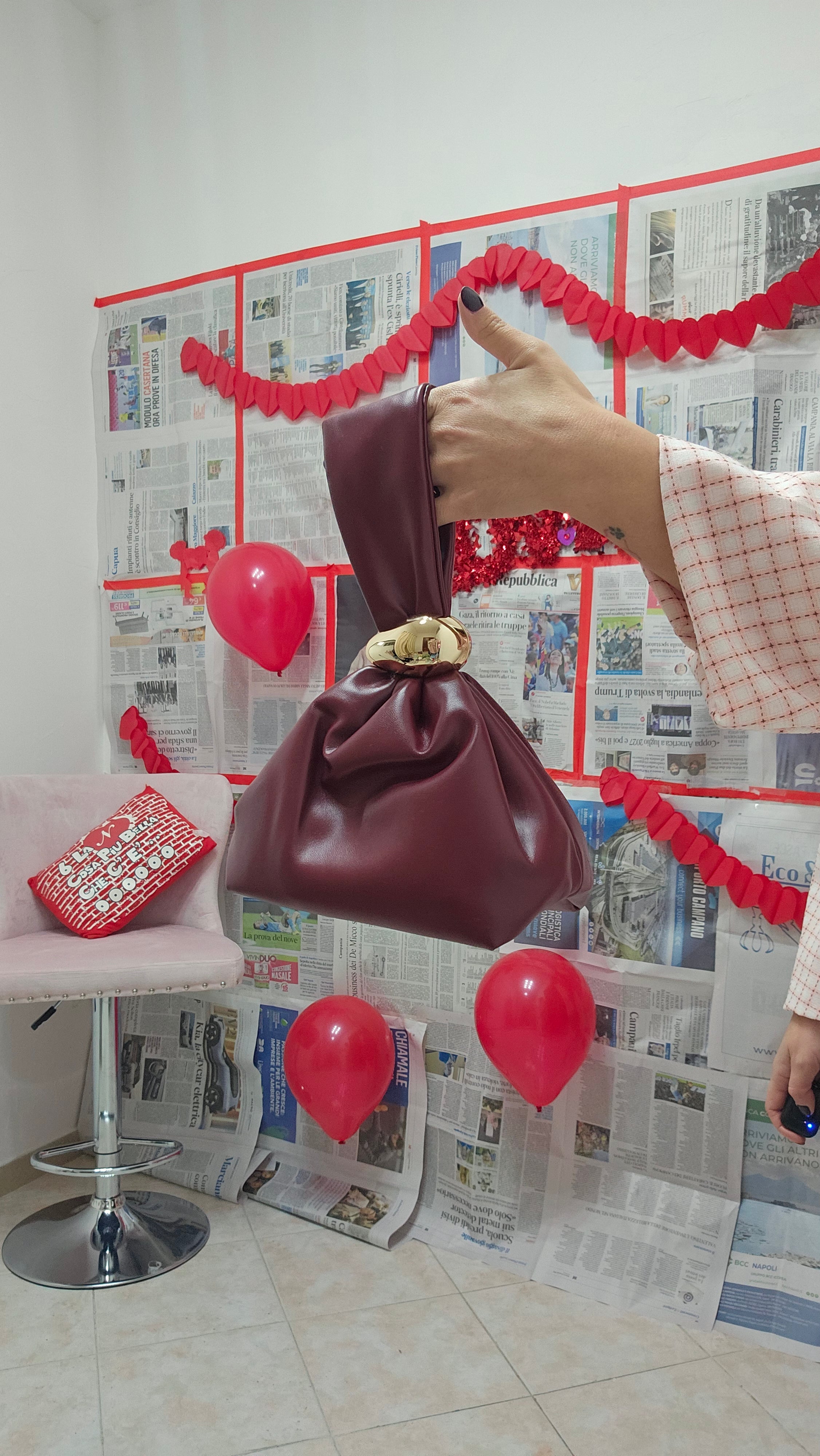 Borsa mini sacco bordeaux