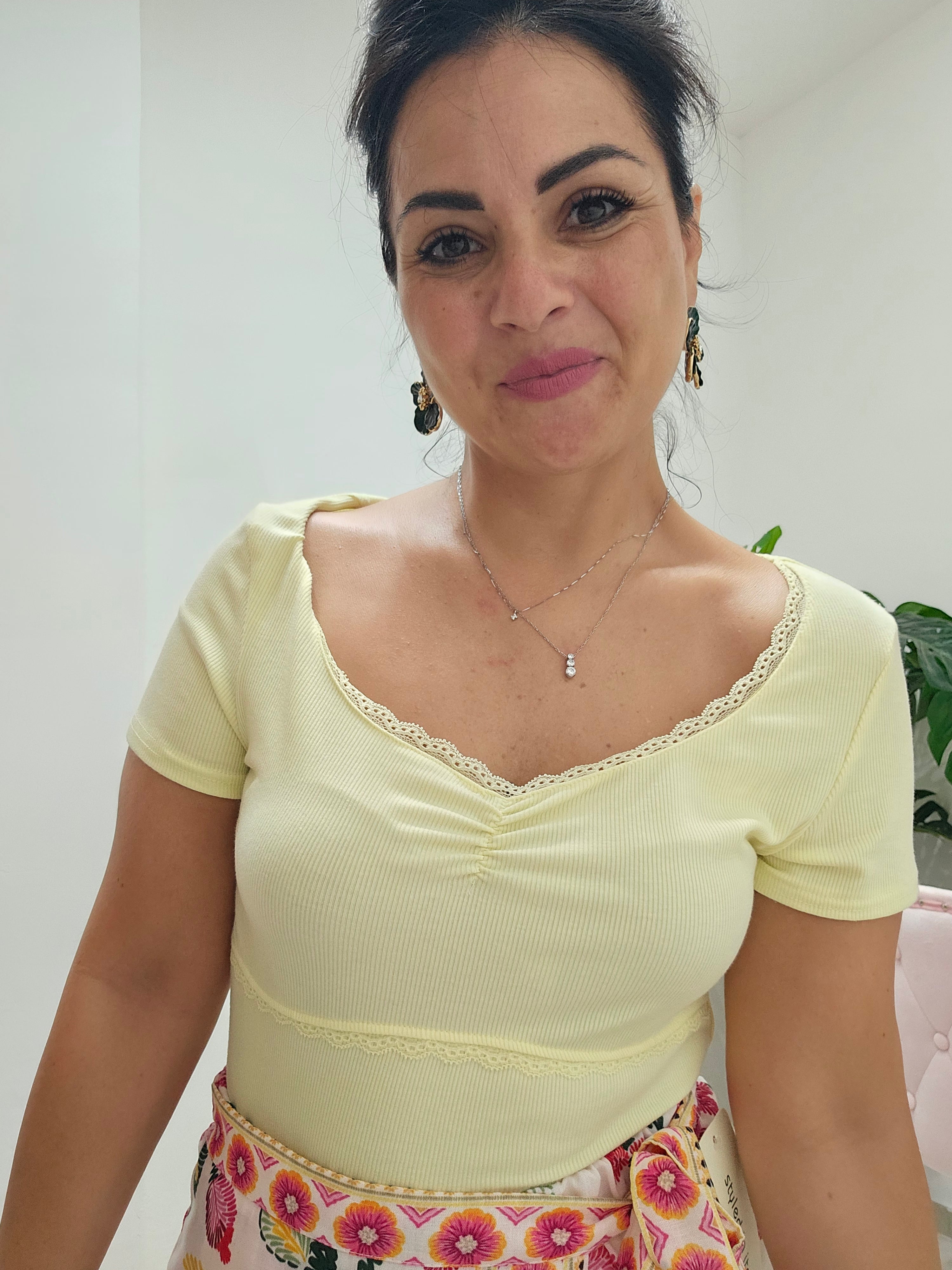 Maglia crop costina