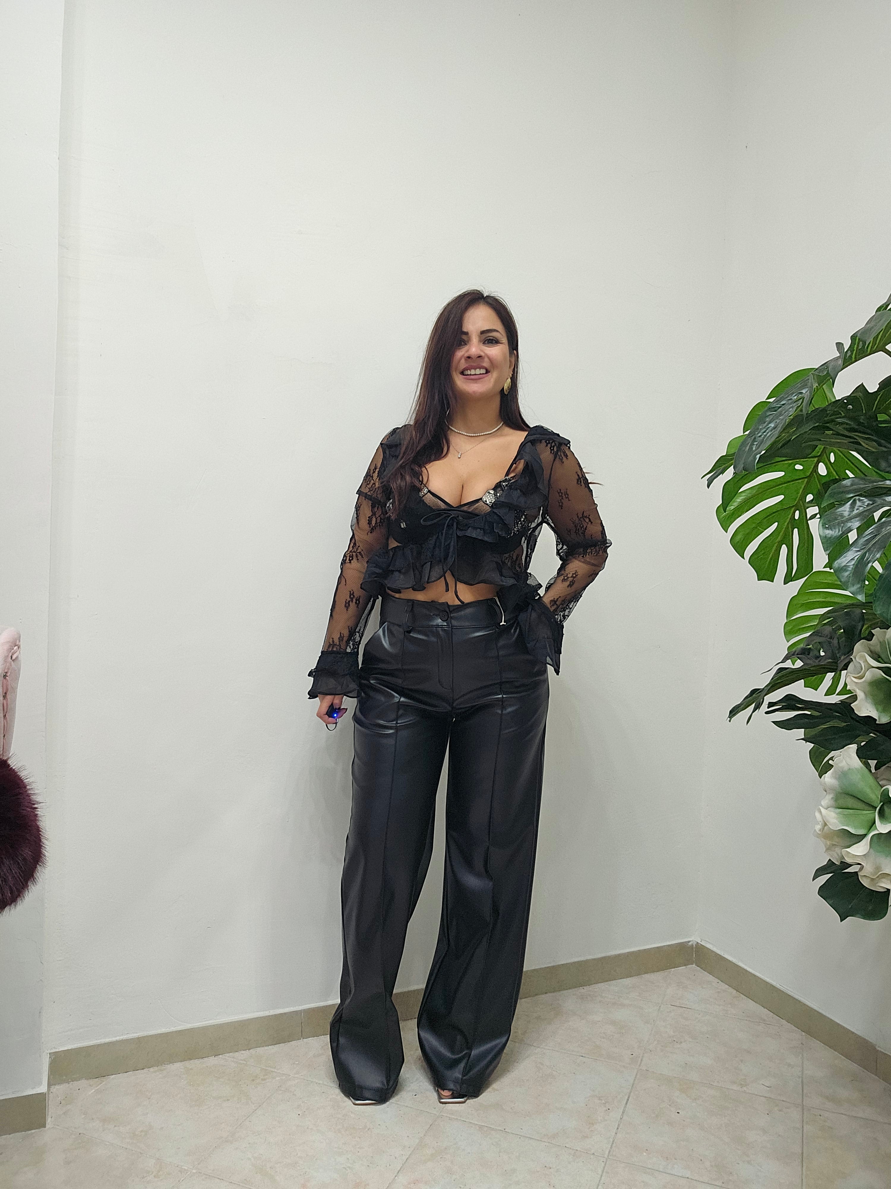 Pantalone simil pelle black