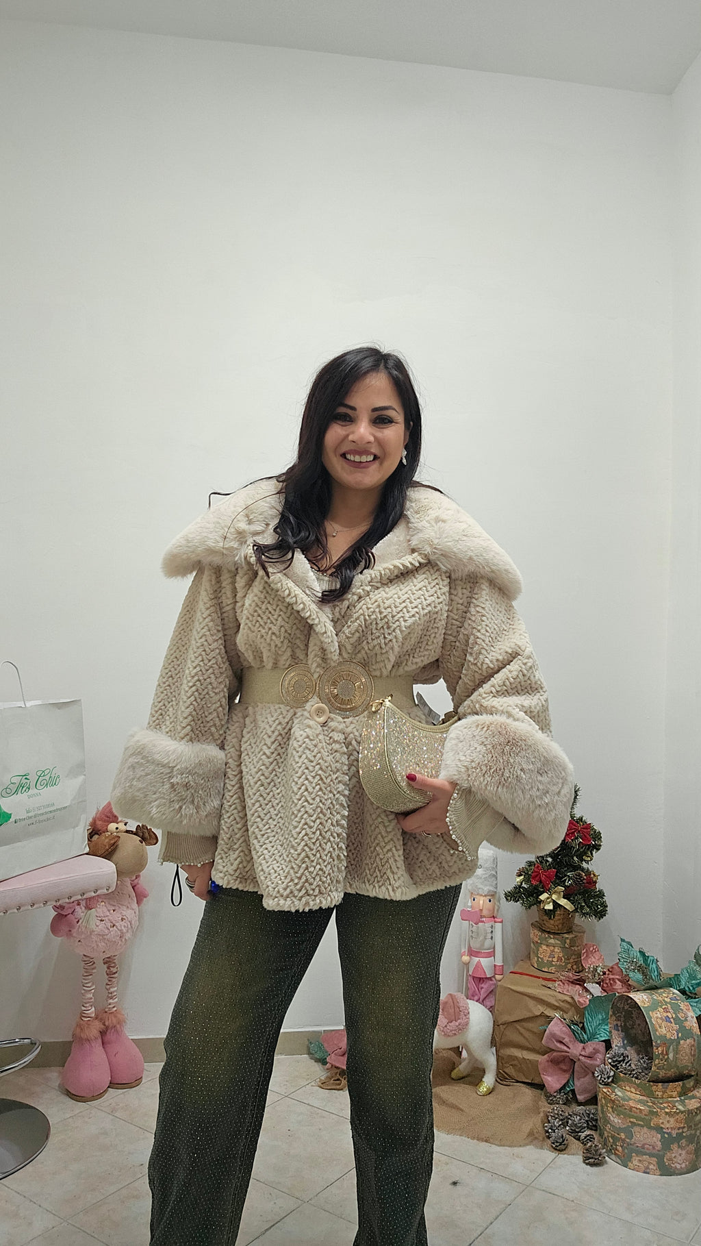 Mantella in visone panna